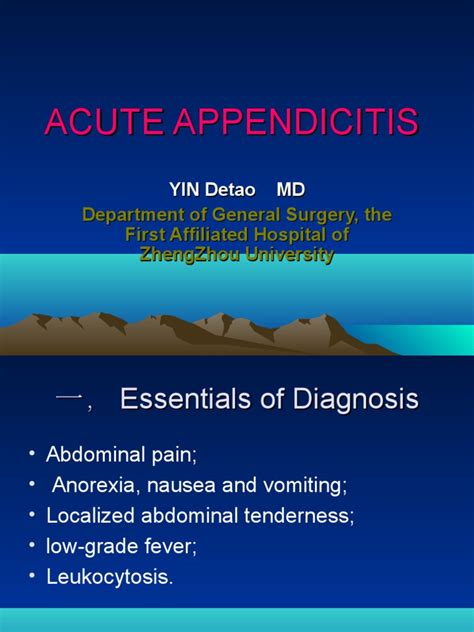 Acute Appendicitis Diseases And Disorders Clinical Medicine