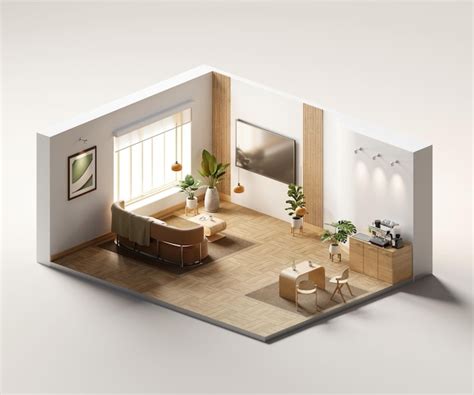 Premium Photo Isometric View Living Room Muji Style Open Inside