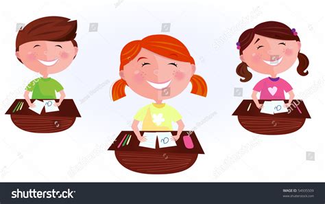 Back School Cartoon Kids Classroom School Stock Vector 54935509 ...