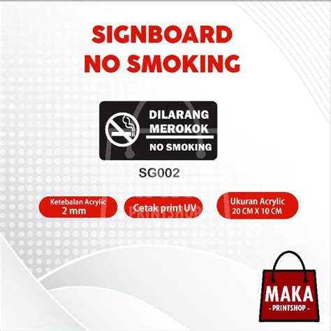 Jual Signage Dilarang Merokok Tulisan Dilarang Merokok Tulisan No