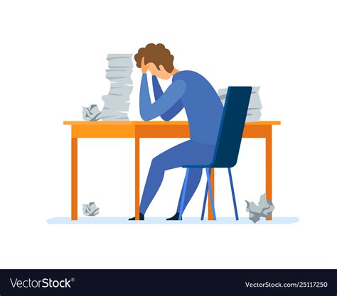 Overwork Office Routine Flat Royalty Free Vector Image