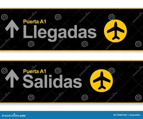 Airport Signs Isolated On Black Background Cartoon Vector