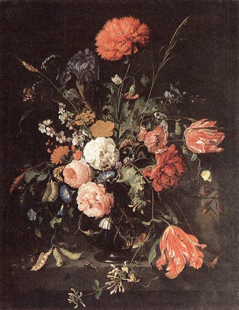 Still Life With Flowers In A Glass Vase 1650 1683 Painting Jan