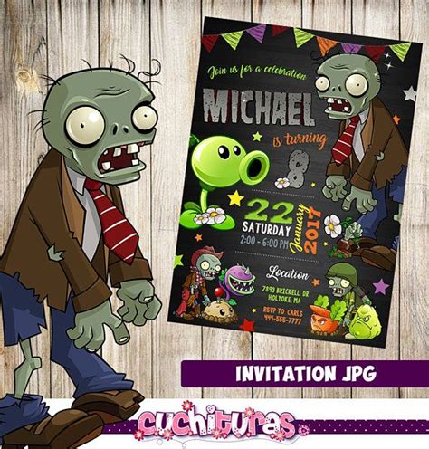 Plantas Vs Zombies Invitación Plantas Vs Zombies Party Plants Vs Zombies Plants Vs Zombies