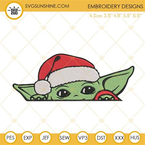 Baby Yoda Christmas Embroidery Designs Baby Yoda Santa Hat Embroidery