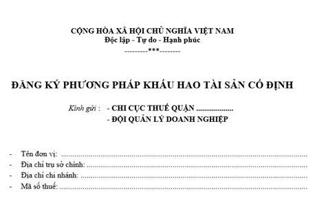 Mời bạn đọc tải về mẫu đăng ký phương pháp khấu hao TSCĐ Vietmind Edu