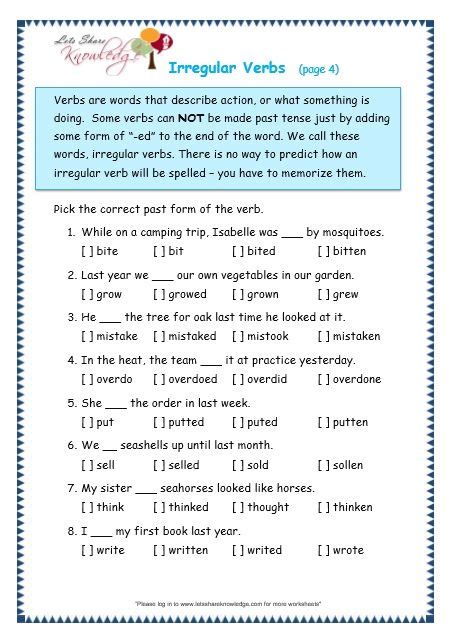 Conjugating Verbs In English Worksheets