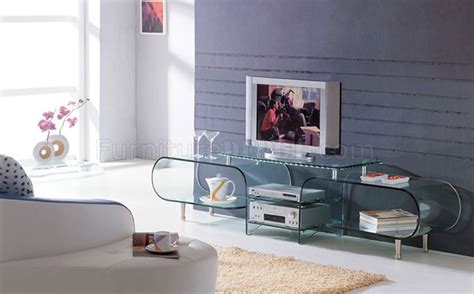 Clear Glass Modern Tv Stand W Storage Shelves