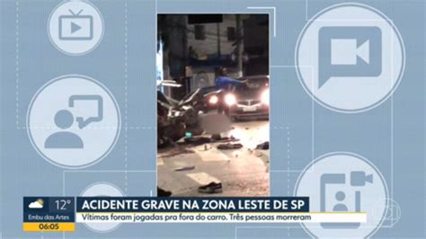 Vídeo Acidente deixa 3 mortos na zona leste de São Paulo Bom dia SP G1