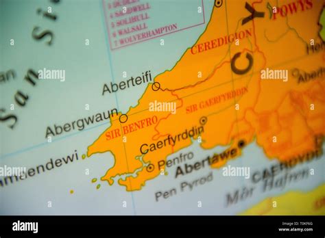 Map Of South West Wales In The Welsh Language Stock Photo Alamy