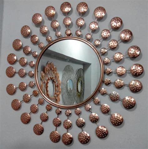 Copper Iron Wall Hammered Mirror Mirror Shape Round At Rs Piece