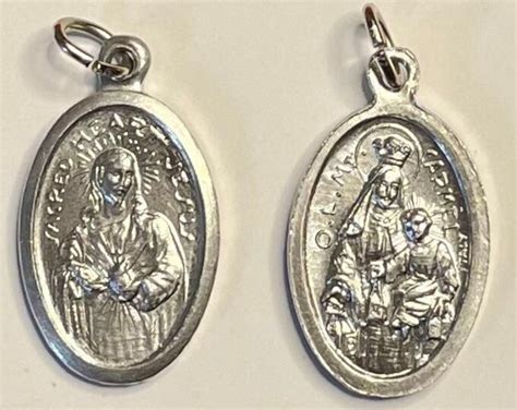 Small Medal Scapular Virgin Of Carmel And Holy Heart Of Jesus Medalla