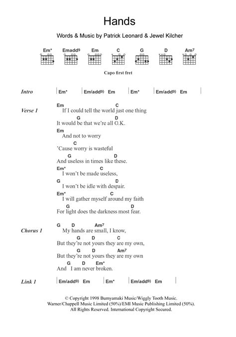 Hands by Jewel - Guitar Chords/Lyrics - Guitar Instructor