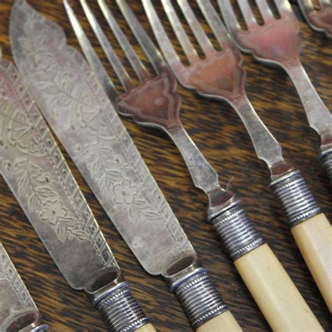 Antique Set Of Lovely Fish Cutlery Knives And Forks Haute Juice