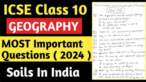 Icse Class Geography Soils In India Most Important Questions