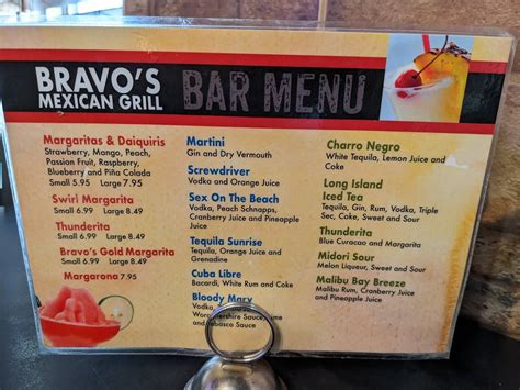 Menu At Bravos Mexican Grill Restaurant Purcell