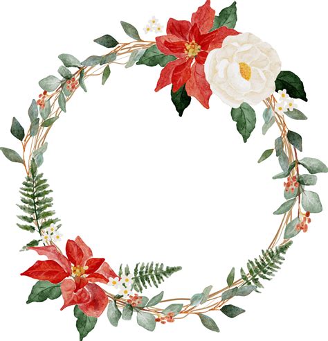 Download Hd Christmas Wreath Frame Png Watercolor Flower Border Png Images