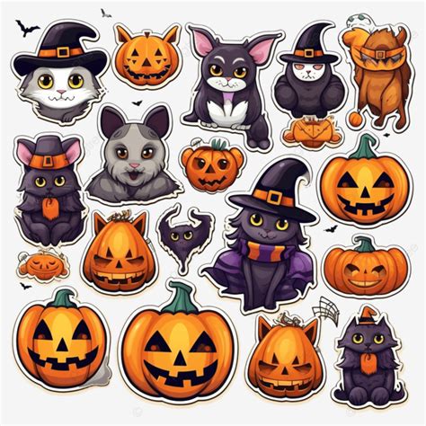 Halloween Sticker Pack Made Up Of Pumpkins Halloween Clipart Sticker