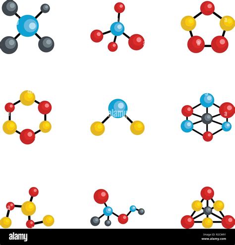 Molecule Icons Set Cartoon Set Of 9 Molecule Vector Icons For Web