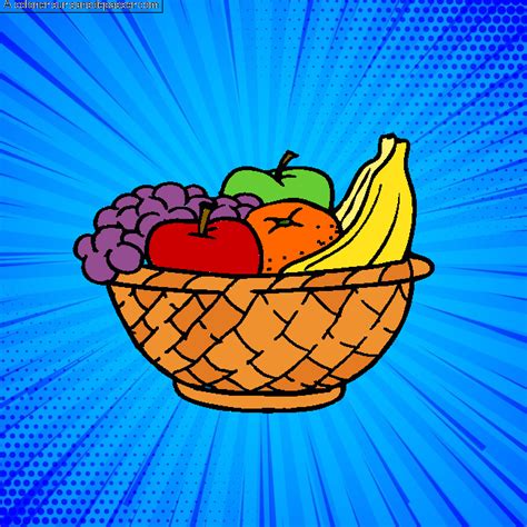 Coloriage Corbeille de fruits Sans Dépasser