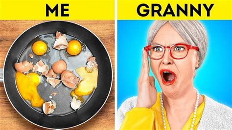 Me Vs Grandma Cooking Challenge Simple Secret Kitchen Hacks And