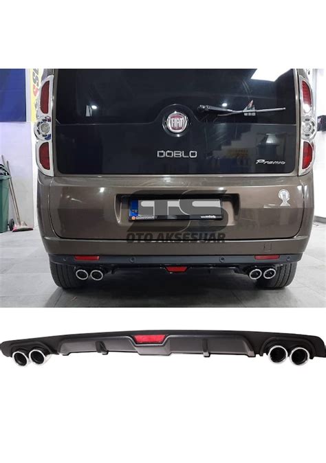 Fiat Doblo D3 D4 Difüzör Arka Tampon Eki 4 Egzoz Çıkışlı Siyah