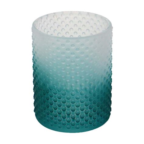 Embossed Glass Tumbler Teal Ombre