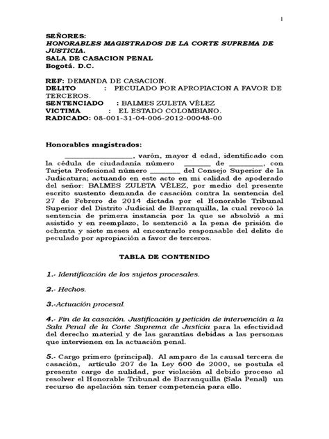 Modelo De Casación Penal Pdf Debido Al Proceso Derecho Penal