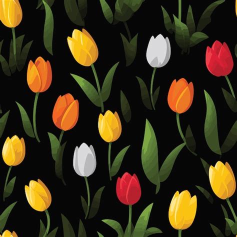 Premium Vector Seamless Colorful Tulip Pattern