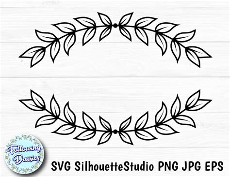 LAUREL BORDER in SVG, Line Divider, Leaves, Branches, Laurel Wreath ...