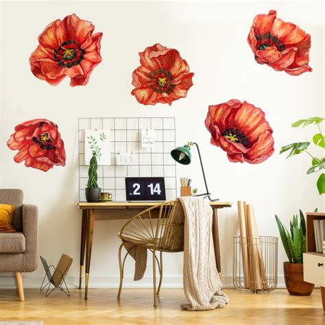 Poppy Flower Wall Decal - Etsy