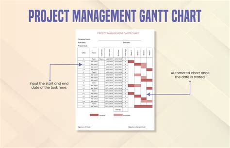 Project Management Gantt Chart Template in Apple Pages, Word, Apple ...