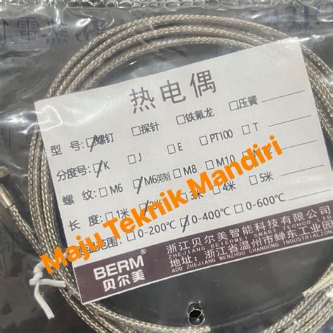 Jual Thermocouple Termokopel Type K Drat M6 Kasar 4 Drajat Kabel 2