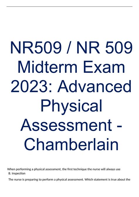 NR509 NR 509 Midterm Exam 2023 Advanced Physical Assessment