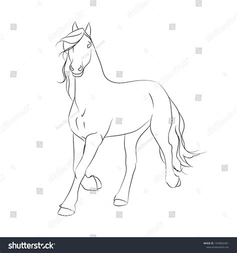 Running Horse Line Drawing Vector Illustration Stock Vector (Royalty ...