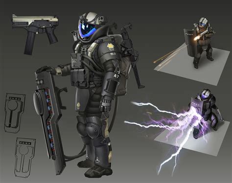 ArtStation - The electric shock shield, Chungwei Yu Sci Fi Armor, Power Armor, Weapon Concept ...