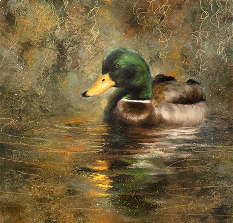 Colorful Oil Painting Art on Canvas Original Duck - ART