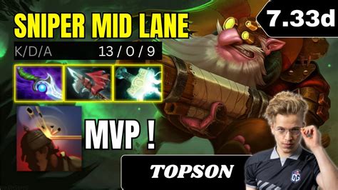 PATCH 7 33d TOPSON Sniper Mid Lane Gameplay Dota 2 Full Match