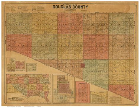 Douglas County South Dakota 1900 Old Wall Map With Landowner Names