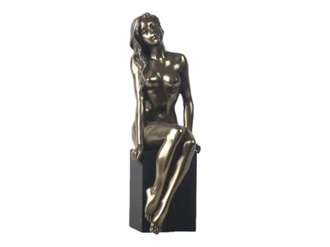 Nude Naked Female Sitting On Plinth Cold Cast Bronze Resin Statue Sculpture Erotic Art 21 Cm