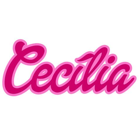 The Word Cecilia In Pink On A White Background