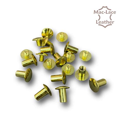 10mm Brass Platted Chicago Screws In Pack Of 10 Mac Lace Leather Buy Online