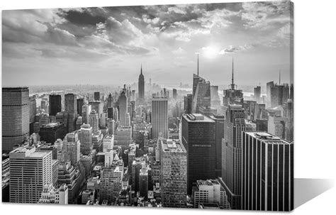 Amazon Office Wall Decor NYC Skyline Black And White Canvas Wall