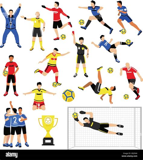 Football Soccer Player Set Of Isolated Faceless Human Characters Of