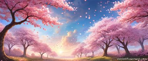 Cherry Blossom Sky Petals Stable Diffusion Online