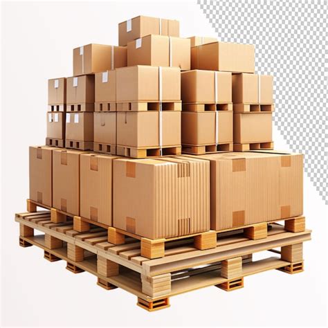 Cardboard Boxes On Pallets On Transparent Background Premium Ai