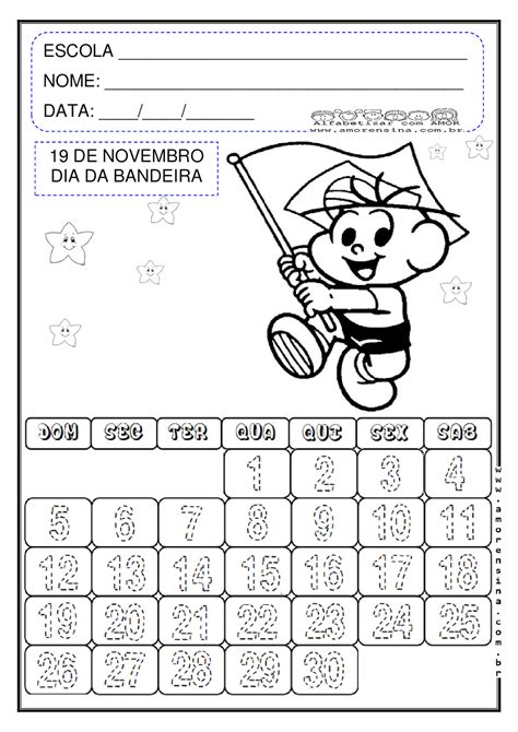 CALENDÁRIO DO ALUNO MÊS DE NOVEMBRO Alfabetizar AMOR