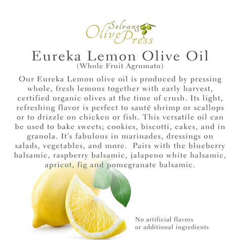 Eureka Lemon Whole Fruit Fused Agrumato Olive Oil Solvang Olive Press