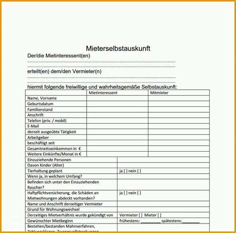 neue version mieter selbstauskunft formular  kostenlos vorlagen und muster