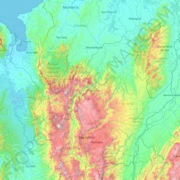 Mapa Topogr Fico Antioquia Altitud Relieve